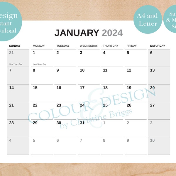 2024 Editable Indesign Calendar Template. Etsy