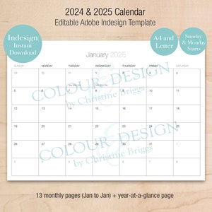 Indesign Calendar Template - Etsy