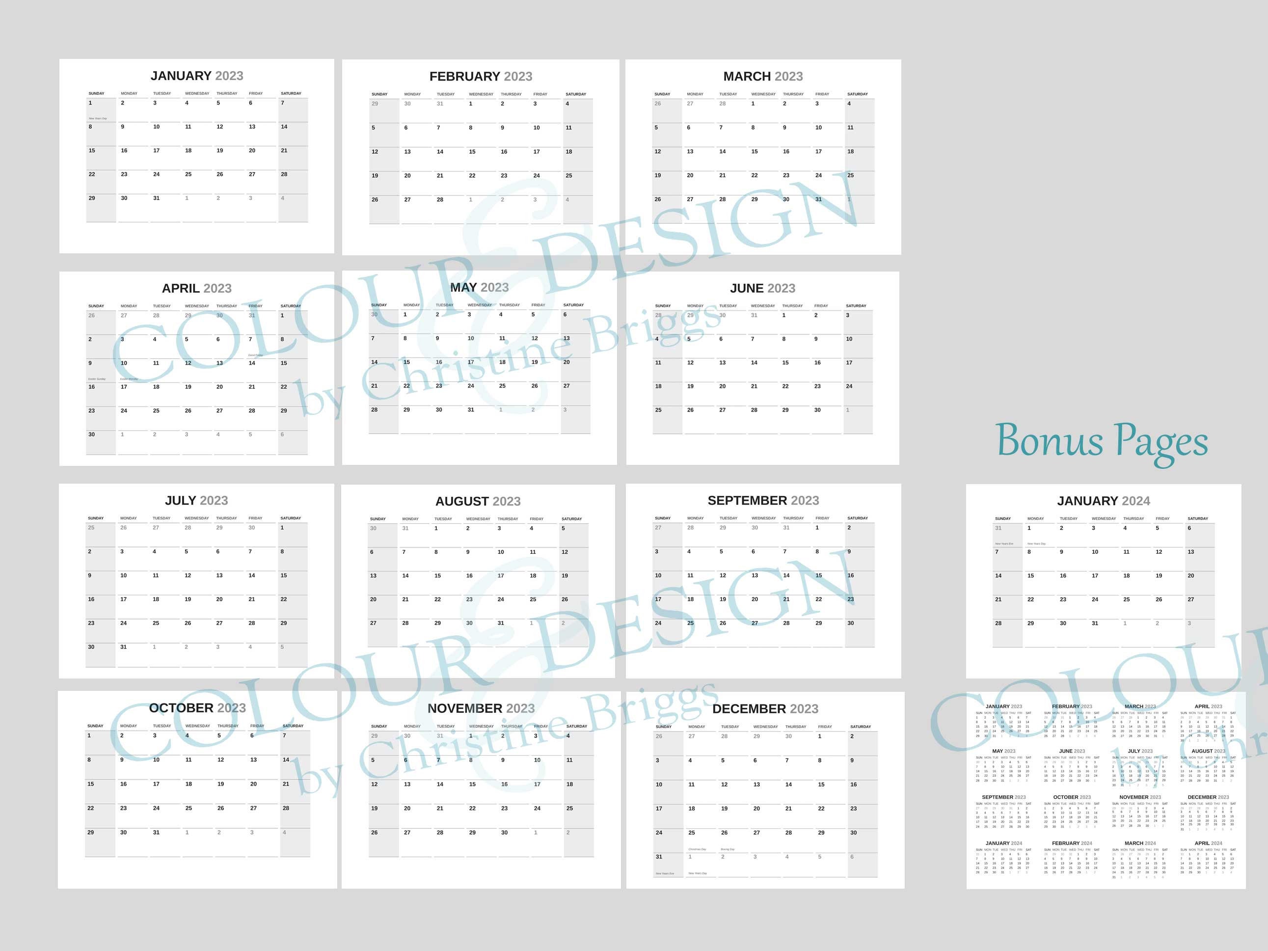 2023 Calendar Template Adobe Indesign Calendar Template | Etsy UK