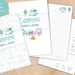 Printable Camping Travel Log and Planner, Campsite Diary Checklist, Instant Digital Download A4 PDF