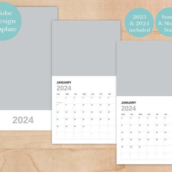 2024 Editable Indesign Calendar Template Etsy