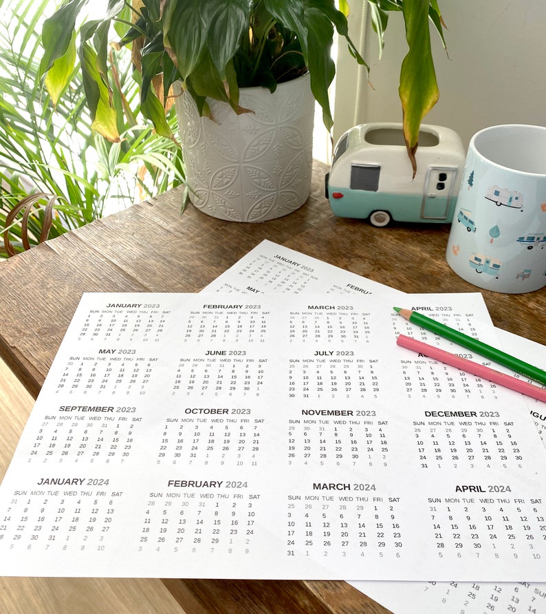 2024 Indesign Yearly Calendar Template. Editable Adobe Sunday Etsy UK