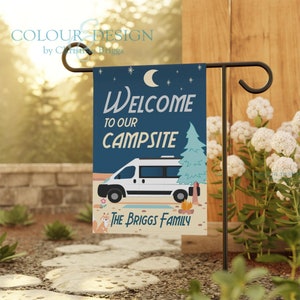 Class B Motorhome Campsite Welcome Sign. RV Camping Flag, Roadtrip Yard Banner (flag only), Tiny Home on Wheels Gifts