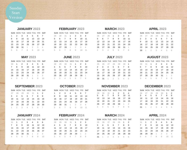 2023 Calendar Template Adobe Indesign Calendar Editable Etsy Singapore