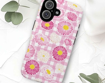 Coque de portable rose à fleurs Vichy : impression d'immortels de fleurs sauvages d'Australie