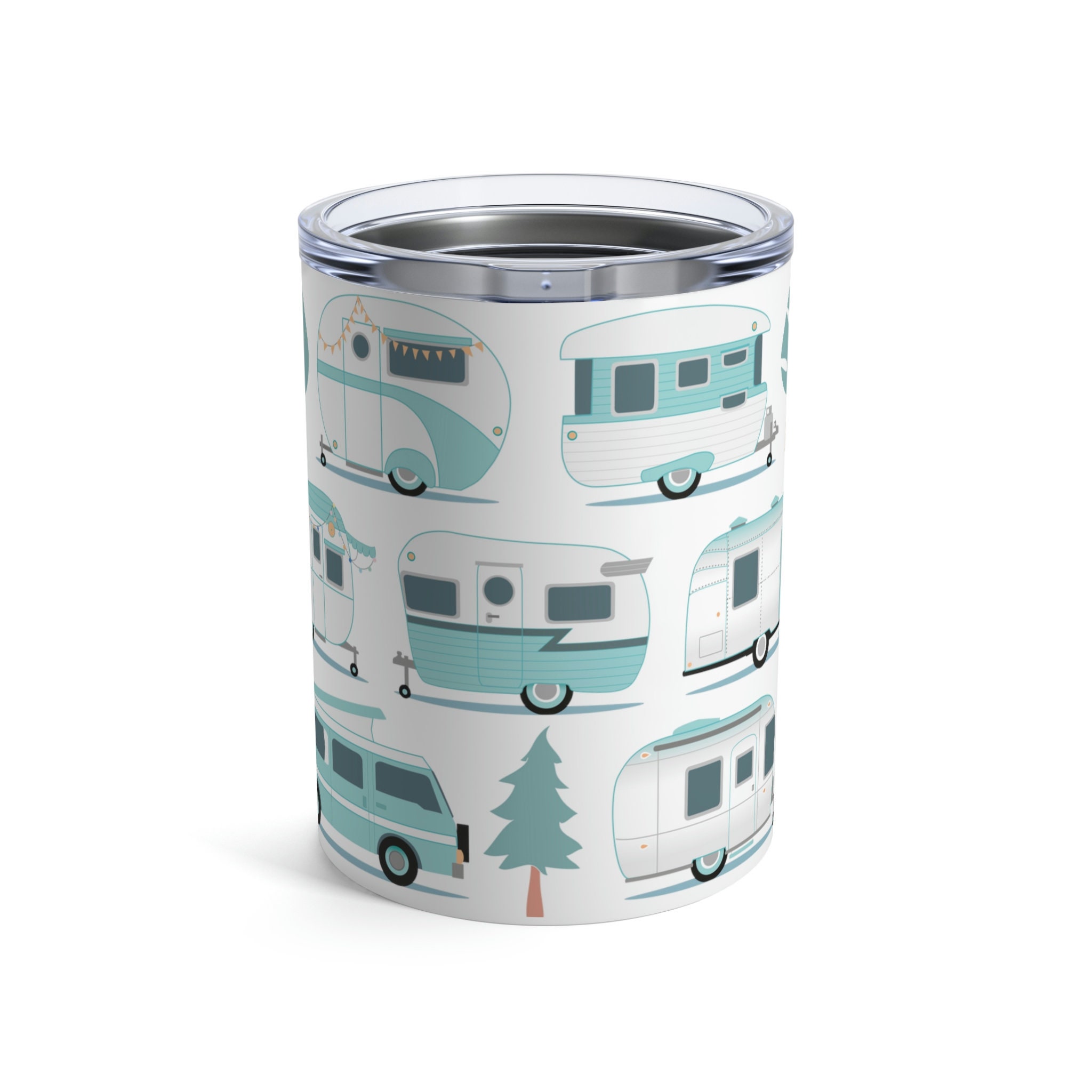 RV Camping Wine Tumbler Cup. Insulated Cocktail or Drink Cooler with Lid, Tiny Home on Wheels Present, Campervan Gifts For Her