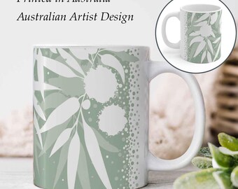 Mug à café en eucalyptus : imprimé floral fleurs de gomme australiennes