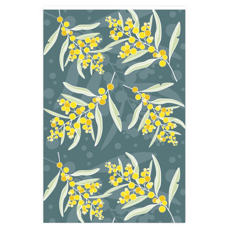 Australian Wildflower Wrapping Paper Golden Wattle Gift Wrap Etsy