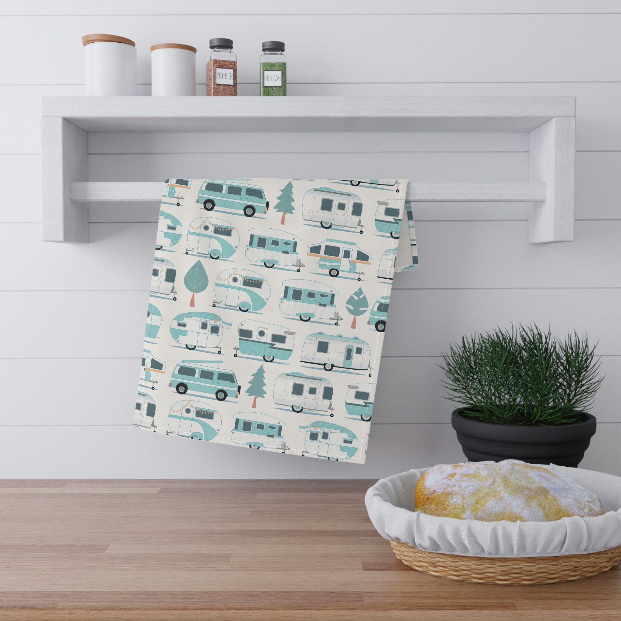 I Heart Camping & Happy Camper Set of 2 Kitchen Tea Towels by Kay Dee