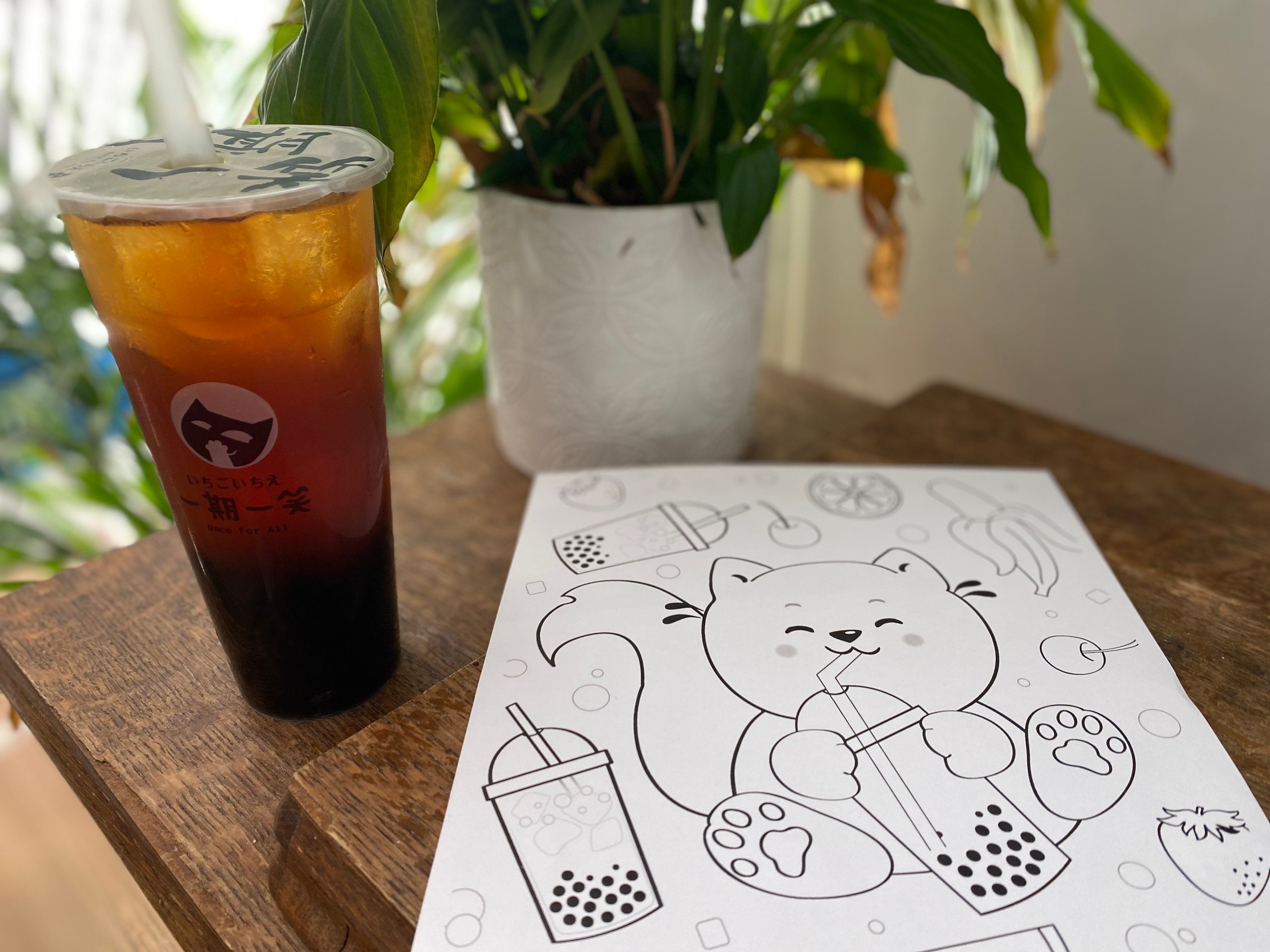 Printable Kawaii Cat Bubble Tea Coloring Page. Cute Kitten Boba and ...