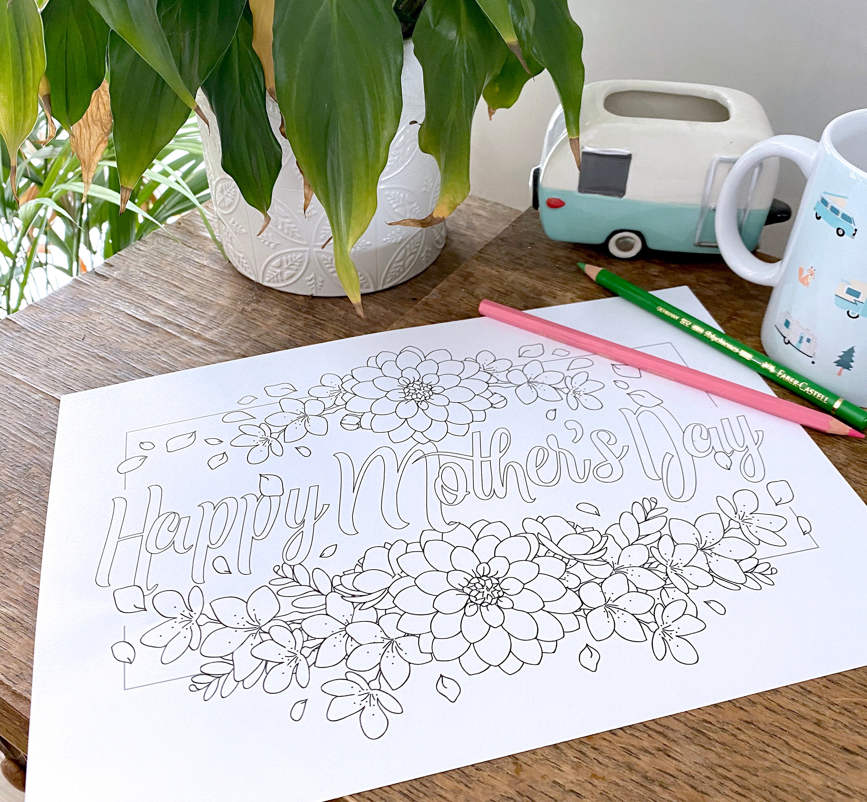 Mothers Day Coloring Page Happy Mothers Day Colouring Page - Etsy Australia
