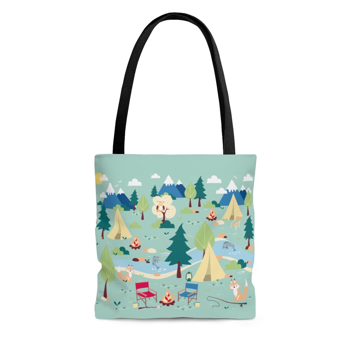 Camping Tote Bag Shopping Bag Outdoors Bag Woodland Fox Etsy