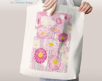 Sac fourre-tout en toile Everlastings Wildflower : sac de courses à imprimé flore indigène d'Australie