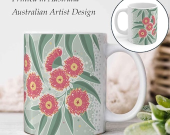 Tasse à café d'eucalyptus : tasse à thé en céramique de fleurs de gomme australiennes