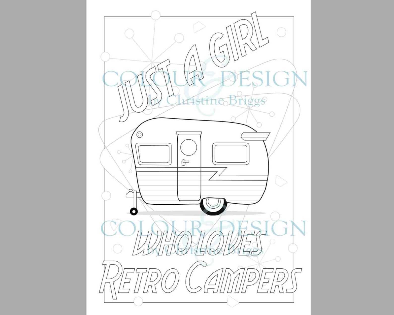 Retro Camper Coloring Page, Camping Coloring Page, Printable Adult