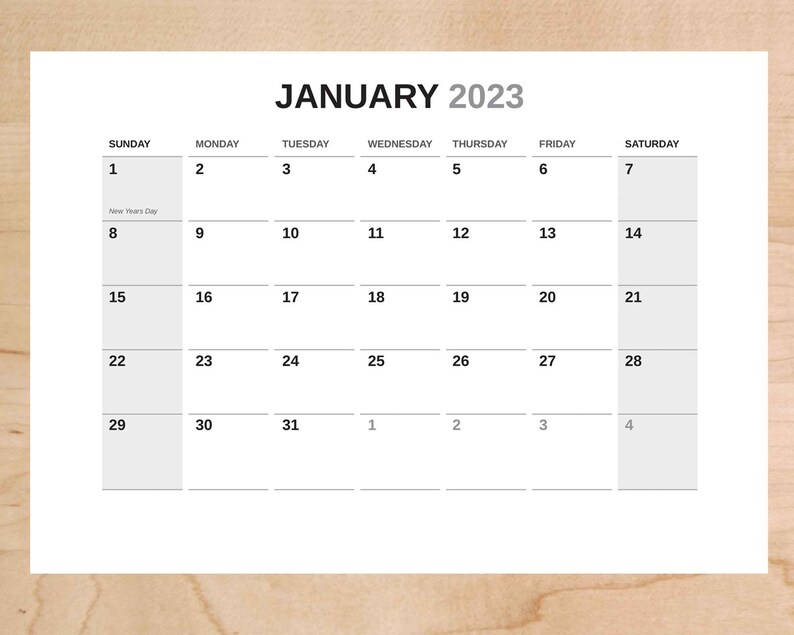 2023 Calendar Template Adobe Indesign Calendar Template Etsy India