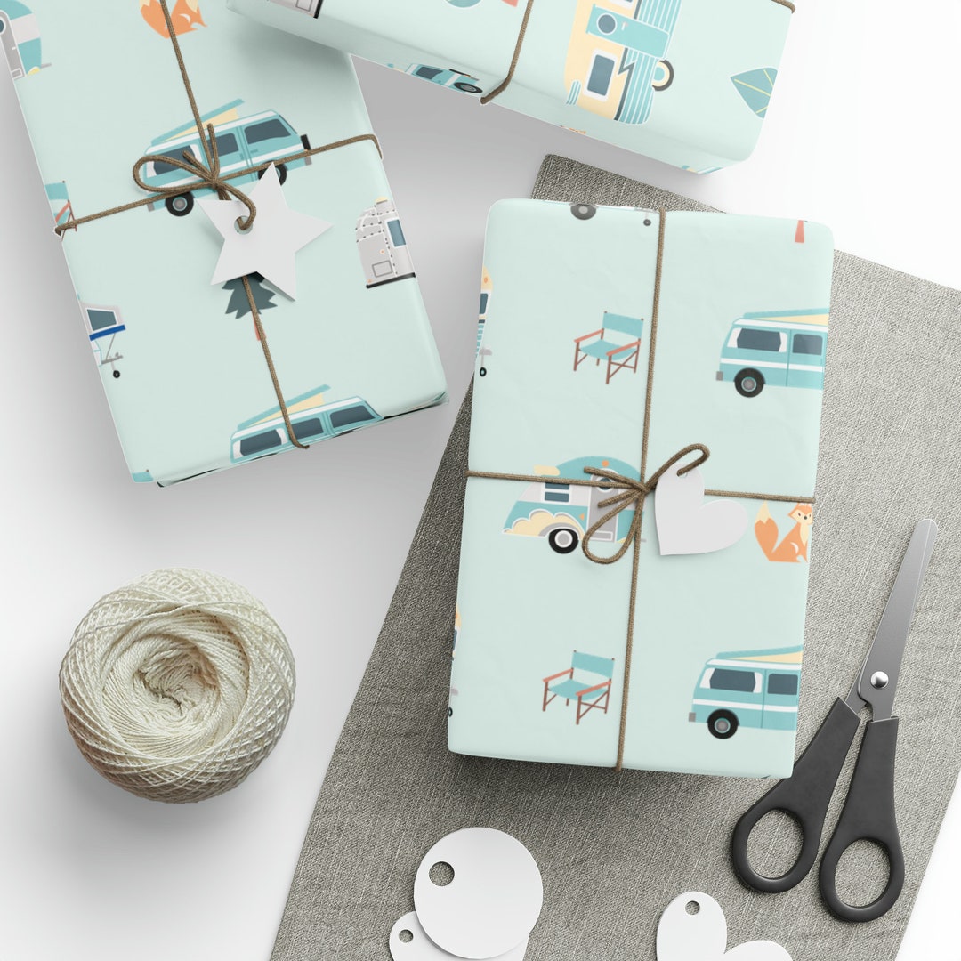 Cute Camping Wrapping Paper Roll Caravan Gift Wrap Gifts for Etsy