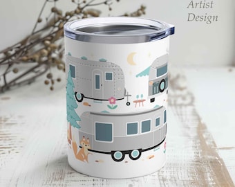Airstream Lover Wine Tumbler, Airstream Owner Gift, Insulated Camping Cup, RV Trailer Decor & Accessories, Camp Coffee Mug with Lid
