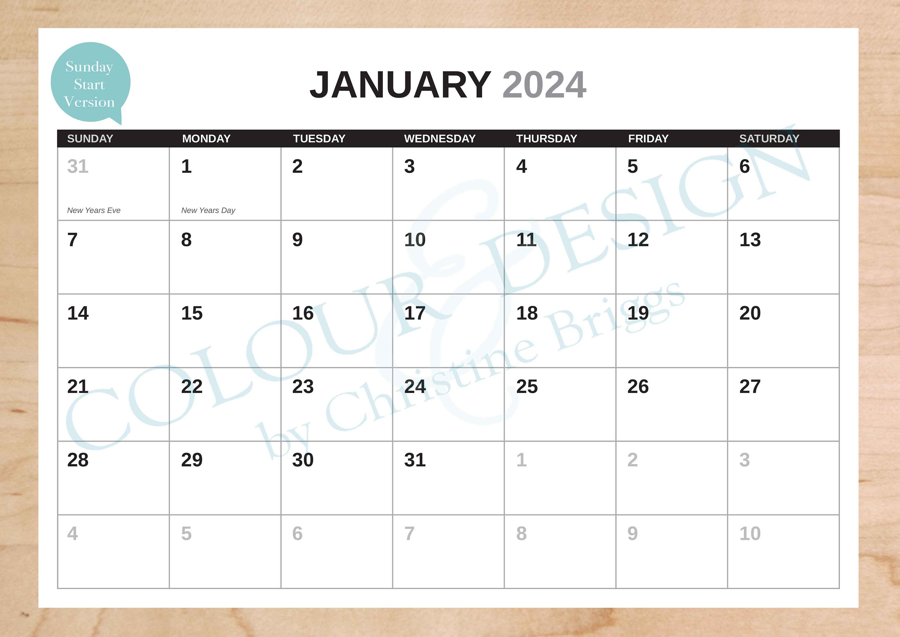 2024 Editable Indesign Calendar Template. 13 Month Calendar Etsy