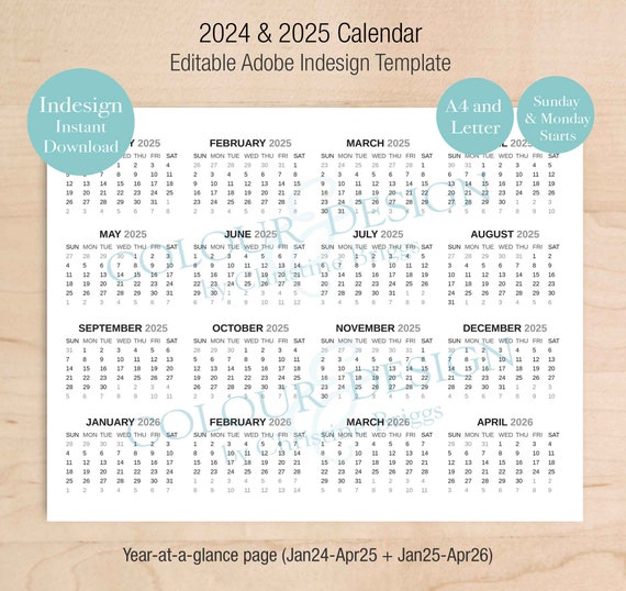 2025 Calendar Template Indesign Editable Download