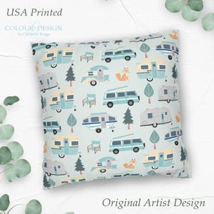 RV Throw Cushion, Camping Gift for Her, Caravan Bedding, RV Camper Decor and Accessories, Cover Only or Cover with Pillow Insert