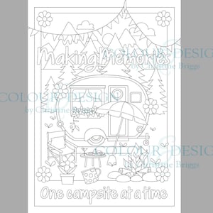 Livre de coloriage de camping imprimable. 40 pages à colorier de remorques de camping-car, caravane et camping-car, PDF à téléchargement immédiat, feuilles d'activités de camping, A4 et lettre image 5