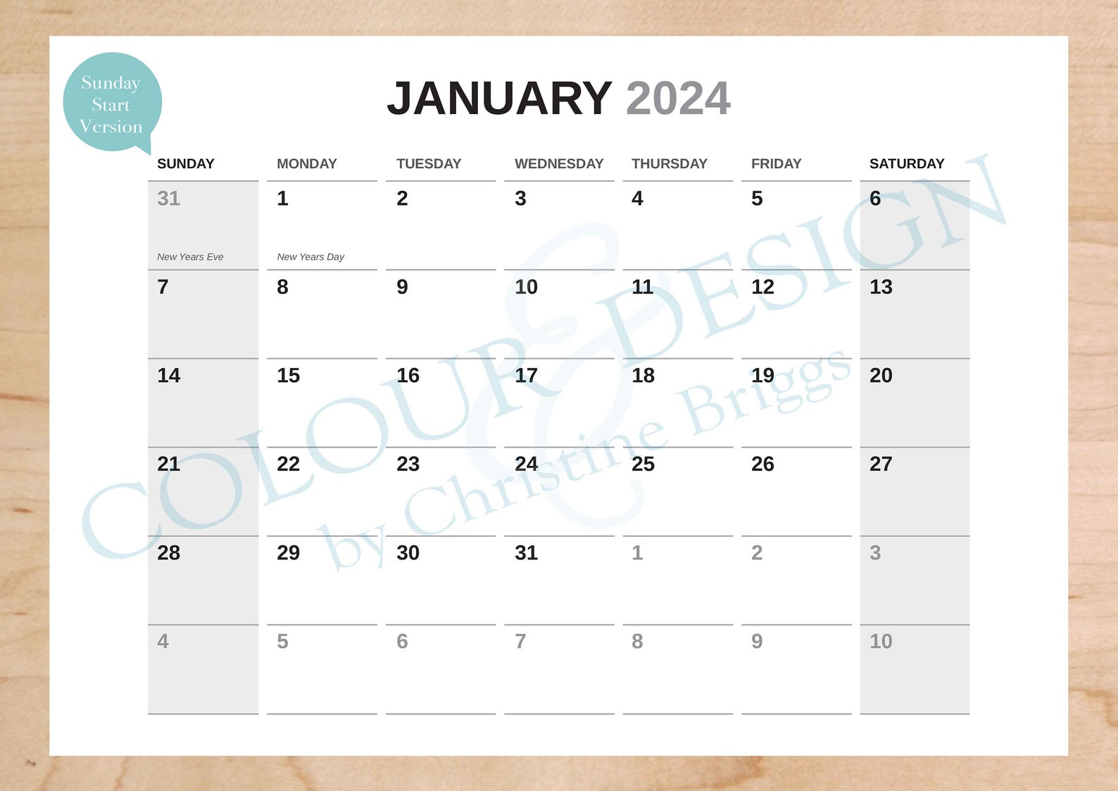 2024 Indesign Calendar Editable Template. Adobe Graphic Designers