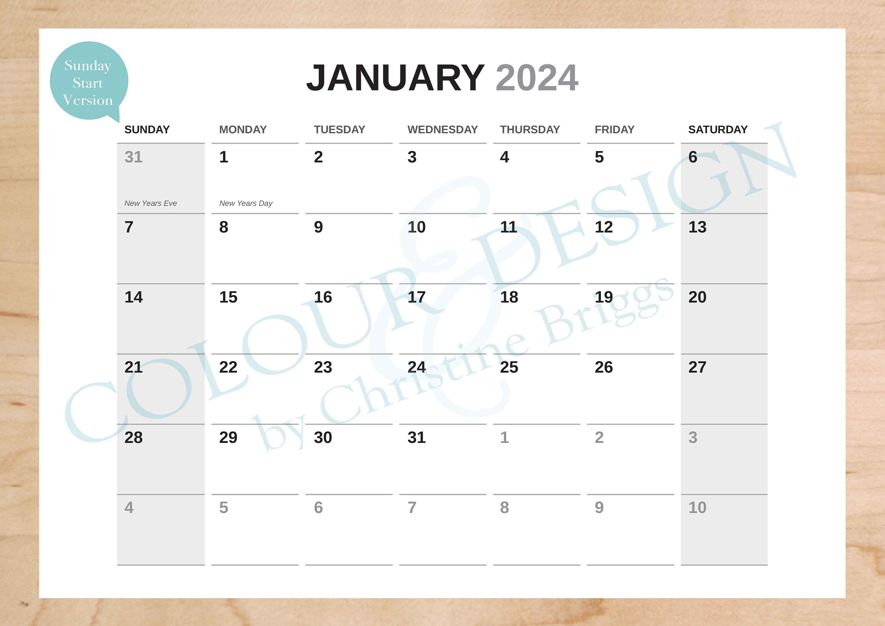 2024 Indesign Calendar Editable Template. Adobe Graphic Etsy
