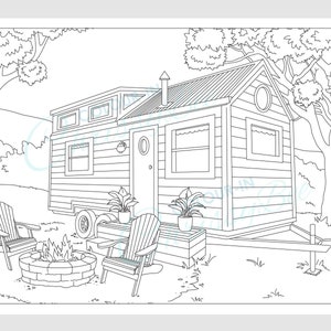 Livre de coloriage de camping imprimable. 40 pages à colorier de remorques de camping-car, caravane et camping-car, PDF à téléchargement immédiat, feuilles d'activités de camping, A4 et lettre image 2