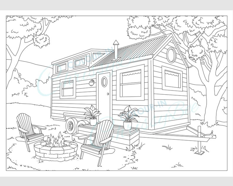 Livre de coloriage de camping imprimable. 40 pages à colorier de remorques de camping-car, caravane et camping-car, PDF à téléchargement immédiat, feuilles d'activités de camping, A4 et lettre image 2