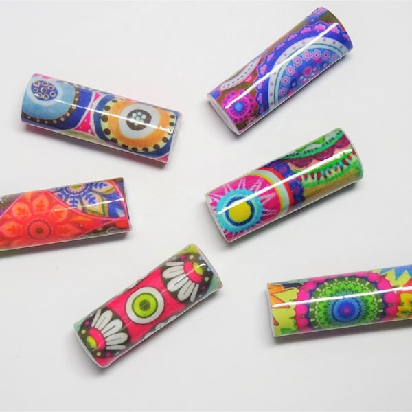 FLOWER POWER - 4 designs of 6 handmade paper beads