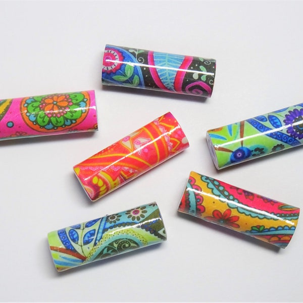 PAISLEY - 4 designs of 6 handmade paper beads