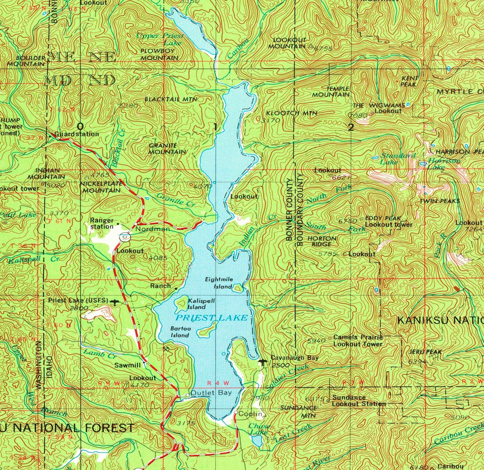 Sandpoint ID Topographic Map 1958 24 X 36 Etsy