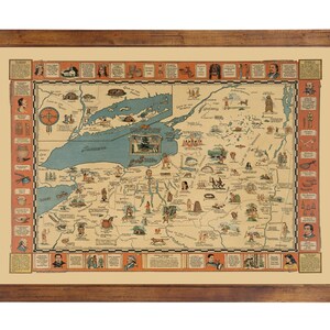 NY &#39;Indian Episodes&#39; Story Map 1935; Ready-to-frame 24&quot; x 36&quot; print reproduced from a vintage map (does not include frame)