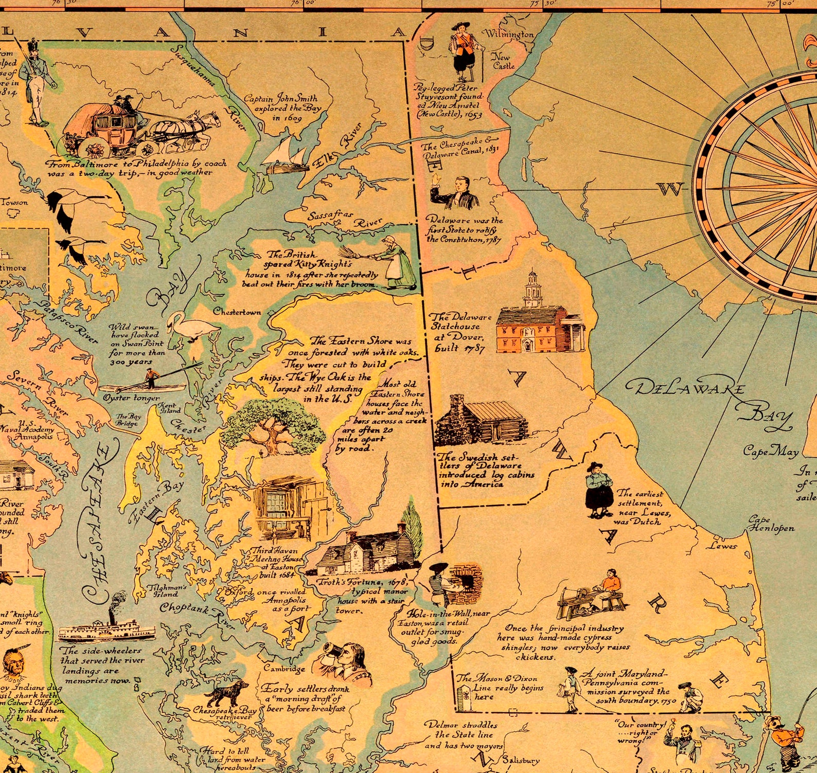 Chesapeake Bay Region Historical Map 1959 Ready-to-frame - Etsy Ireland