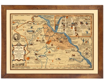 York County PA 1932; Ready-to-frame 24" x 36" print reproduced from a vintage map (does not include frame)