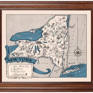 New York Pictorial 1931; Ready-to-frame 18&quot; x 24&quot; print reproduced from a vintage map (does not include frame)