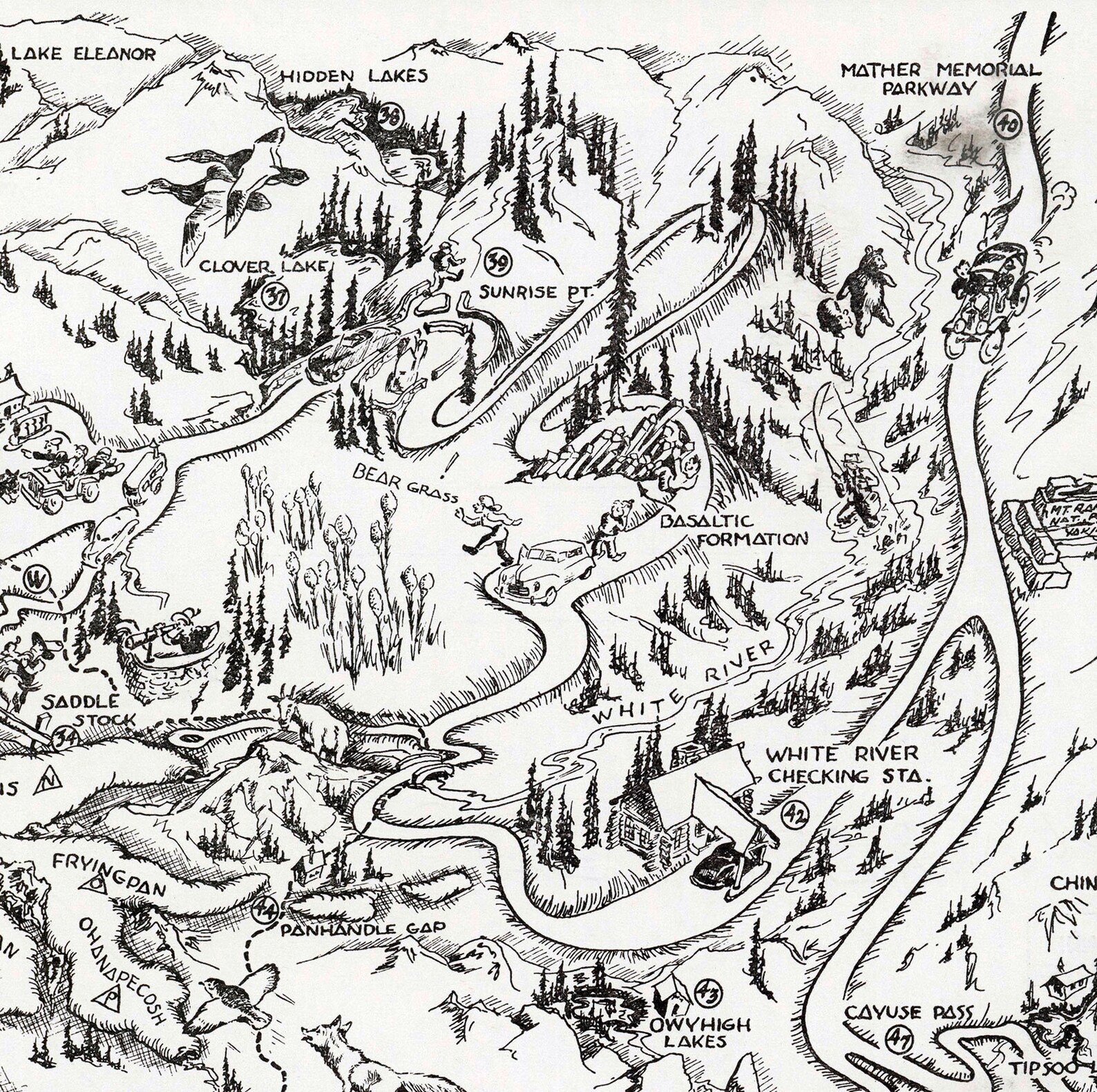 Mount Rainier Pictorial Map 1946; Ready-to-frame 18" X 24" Print Reproduced From a Vintage Map ...