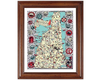 New Hampshire Pictorial 1926; Ready-to-frame 18" x 24" print reproduced from a vintage map (does not include frame)