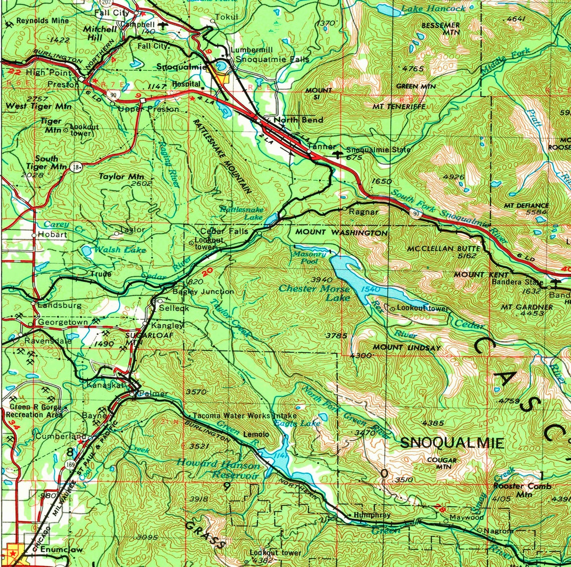 Wenatchee WA Topographic Map 1957 24 x 36 Etsy