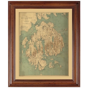 Mt. Desert Island, ME 1893; Ready-to-frame 18" x 24" print reproduced from a vintage map (does not include frame)