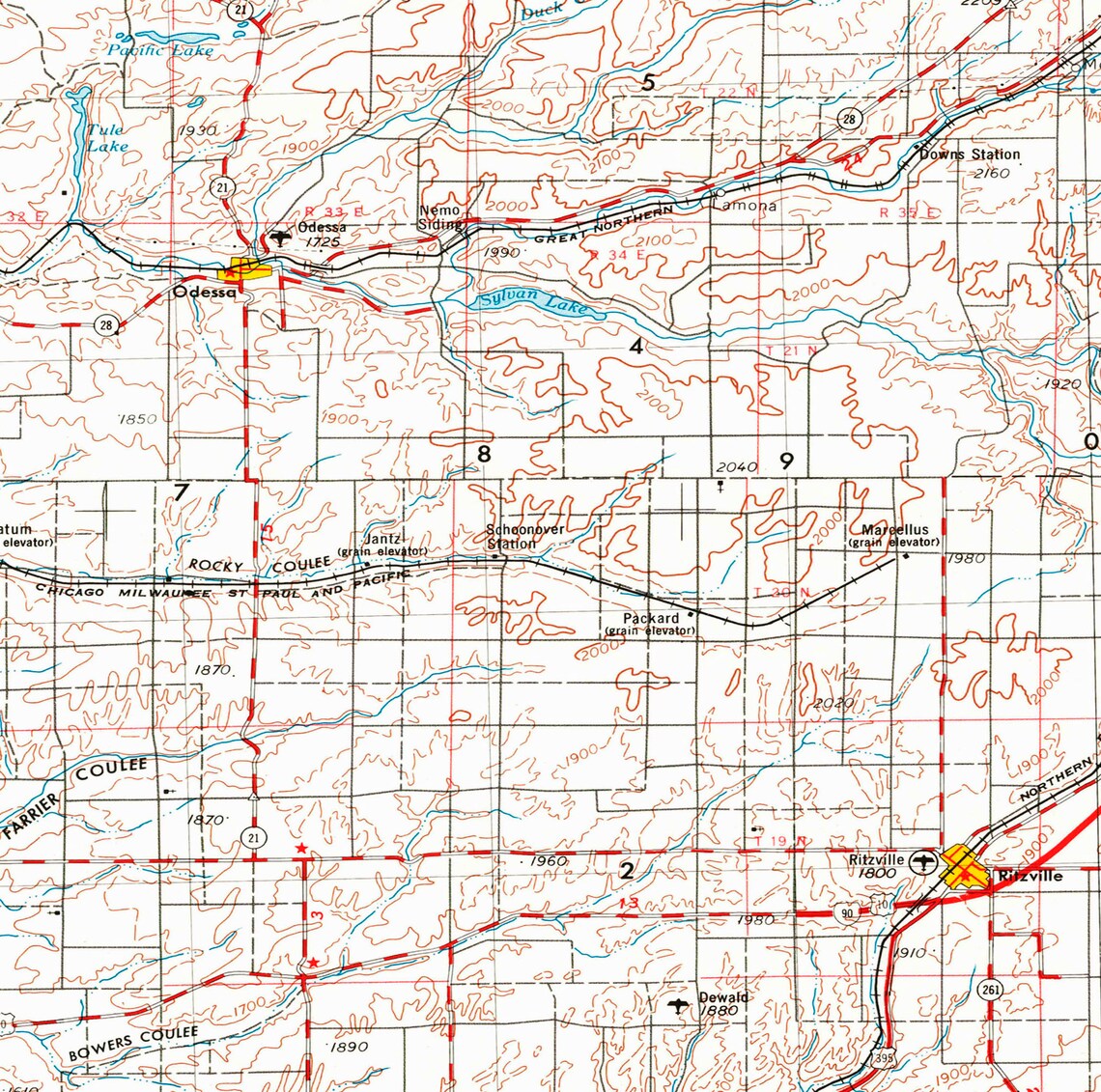 Ritzville WA Topographic Map 1953 24 x 36 Etsy