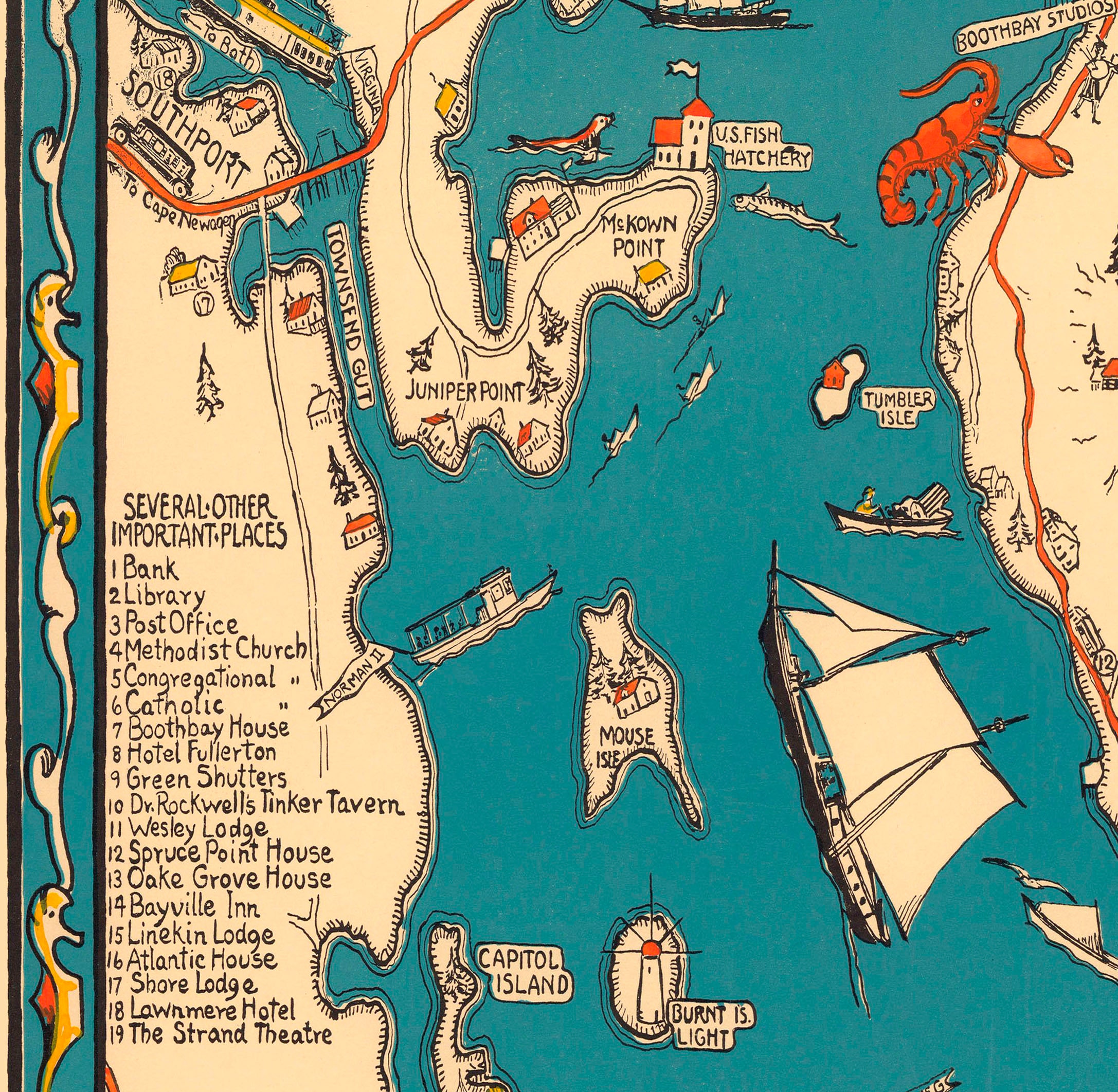 Boothbay ME 1931 Readytoframe 24 x 36 print reproduced from a vintage