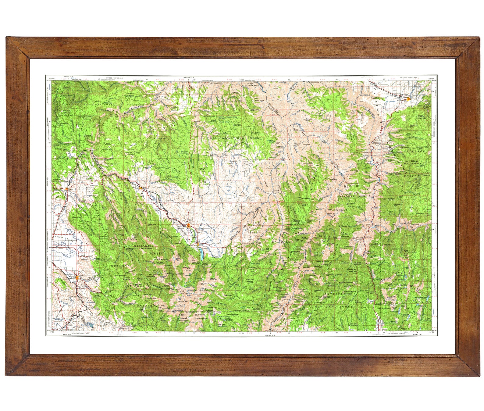 Grangeville ID Topographic Map 1955 24 x 36 Etsy
