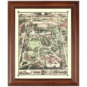 New York Central Park 1860 Pictorial; Ready-to-frame 18&quot; x 24&quot; print reproduced from a vintage map (does not include frame)