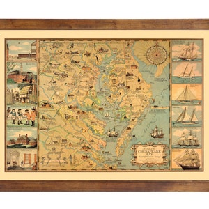 Chesapeake Bay Region Historical Map 1959; Ready-to-frame 24" x 36" print reproduced from a vintage map (does not include frame)