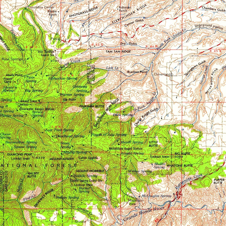 Pullman WA Topographic Map 1958 24 X 36 Etsy