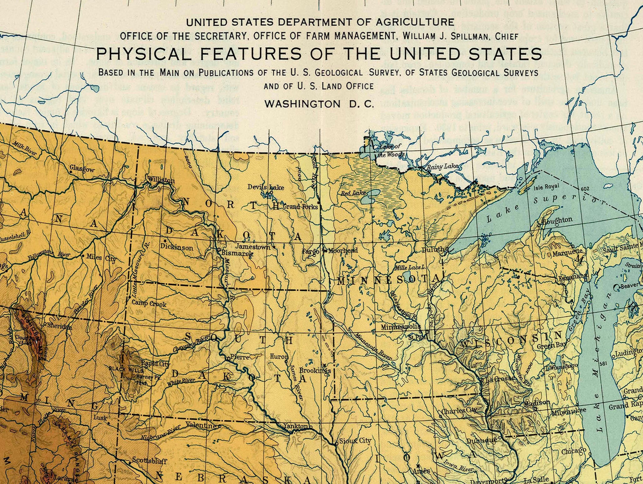 Giclée Art & Collectibles does not include frame US Map of Physical