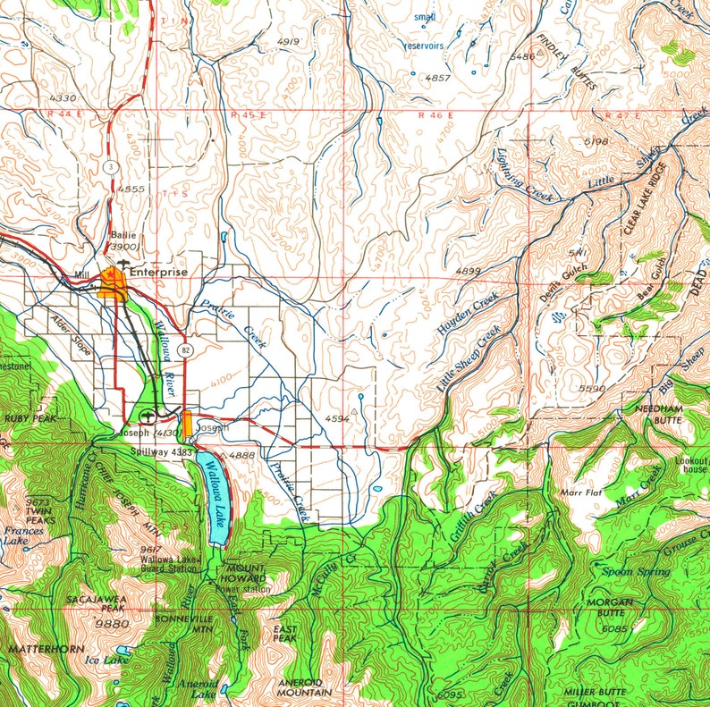 Grangeville ID Topographic Map 1955 24 x 36 Etsy