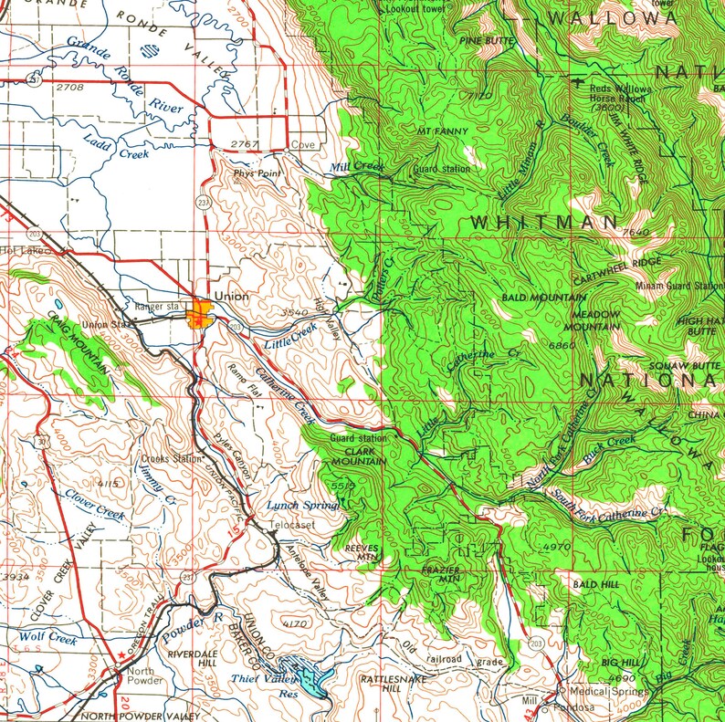 Grangeville ID Topographic Map 1955 24 x 36 Etsy